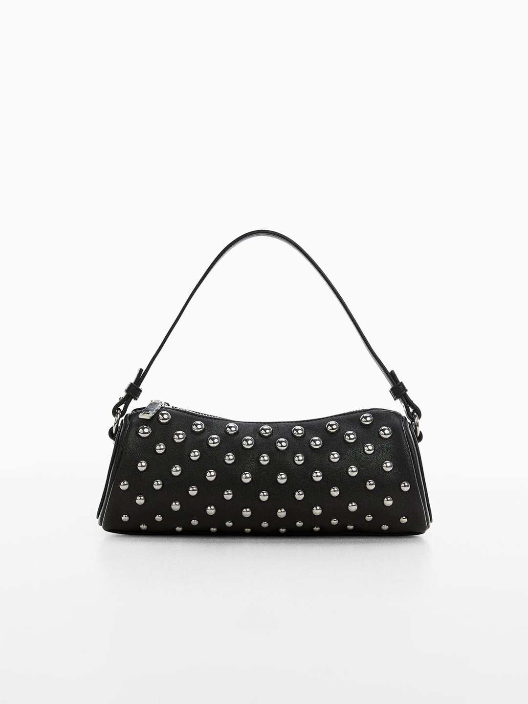 

MANGO Women Studded Structured Shoulder Bag, Black
