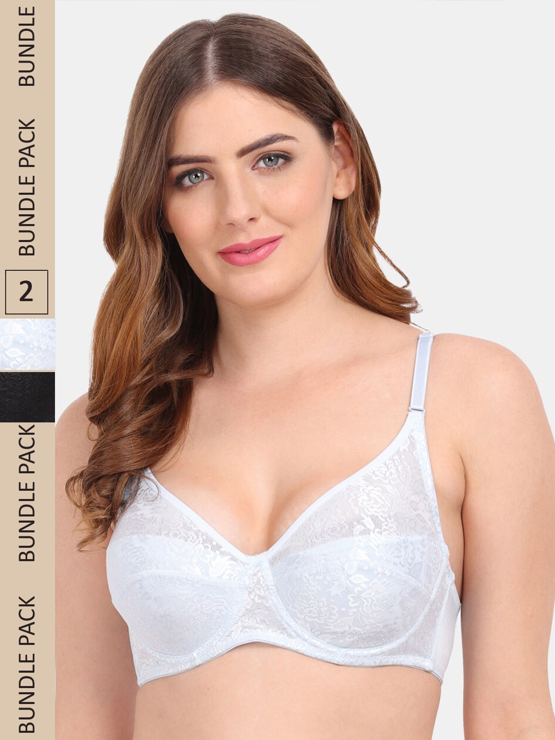

Amour Secret Pack of 2 Non-Padded Push-Up Bra - Underwired, Black