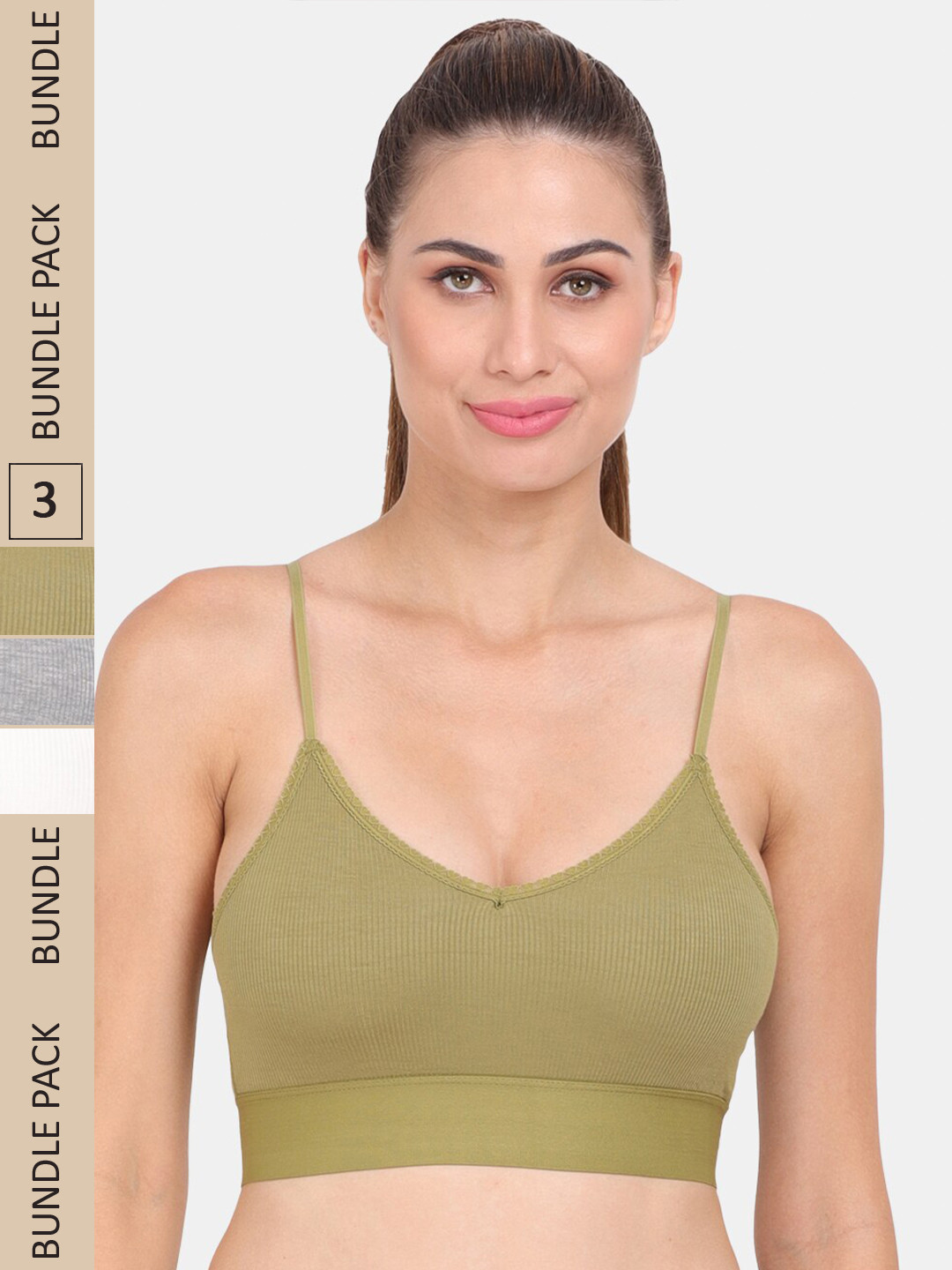 

Amour Secret Pack of 3 Lightly Padded Workout Bra, Grey