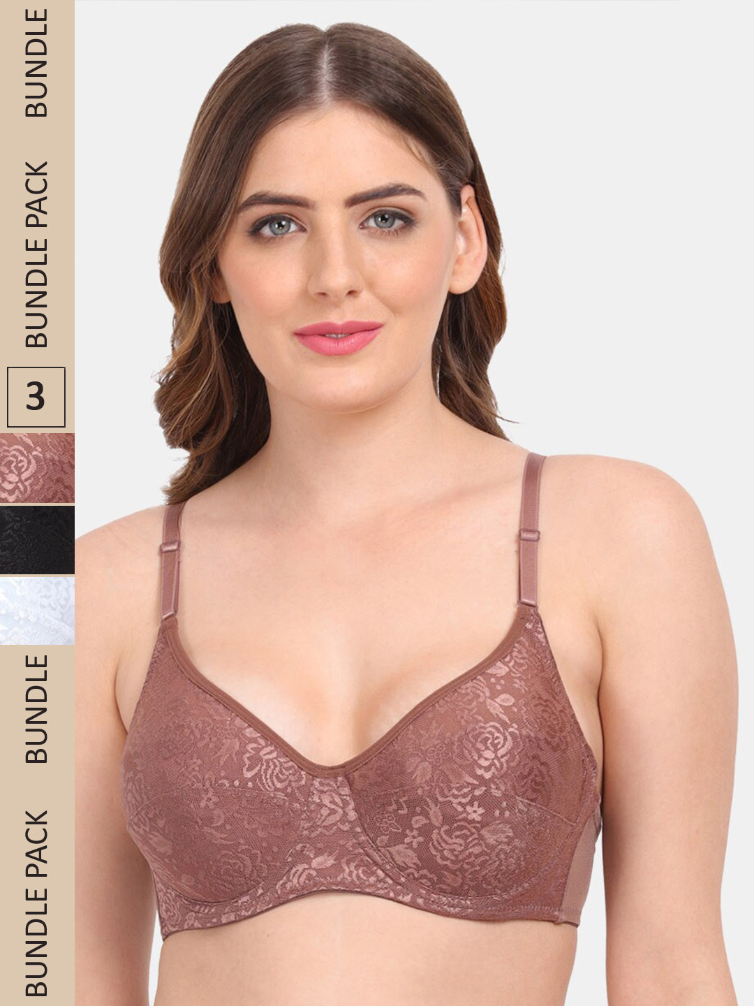 

Amour Secret Pack of 3 Underwired Push-Up Bra, Black