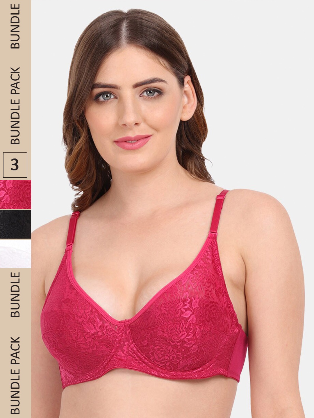 

Amour Secret Pack of 3 Underwired Push-up Bra, Black