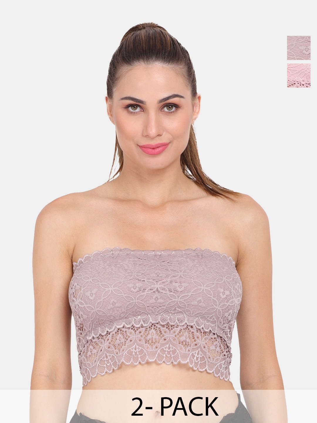 

Amour Secret Pack Of 2 Lightly Padded Seamless Bandeau Bra, Mauve