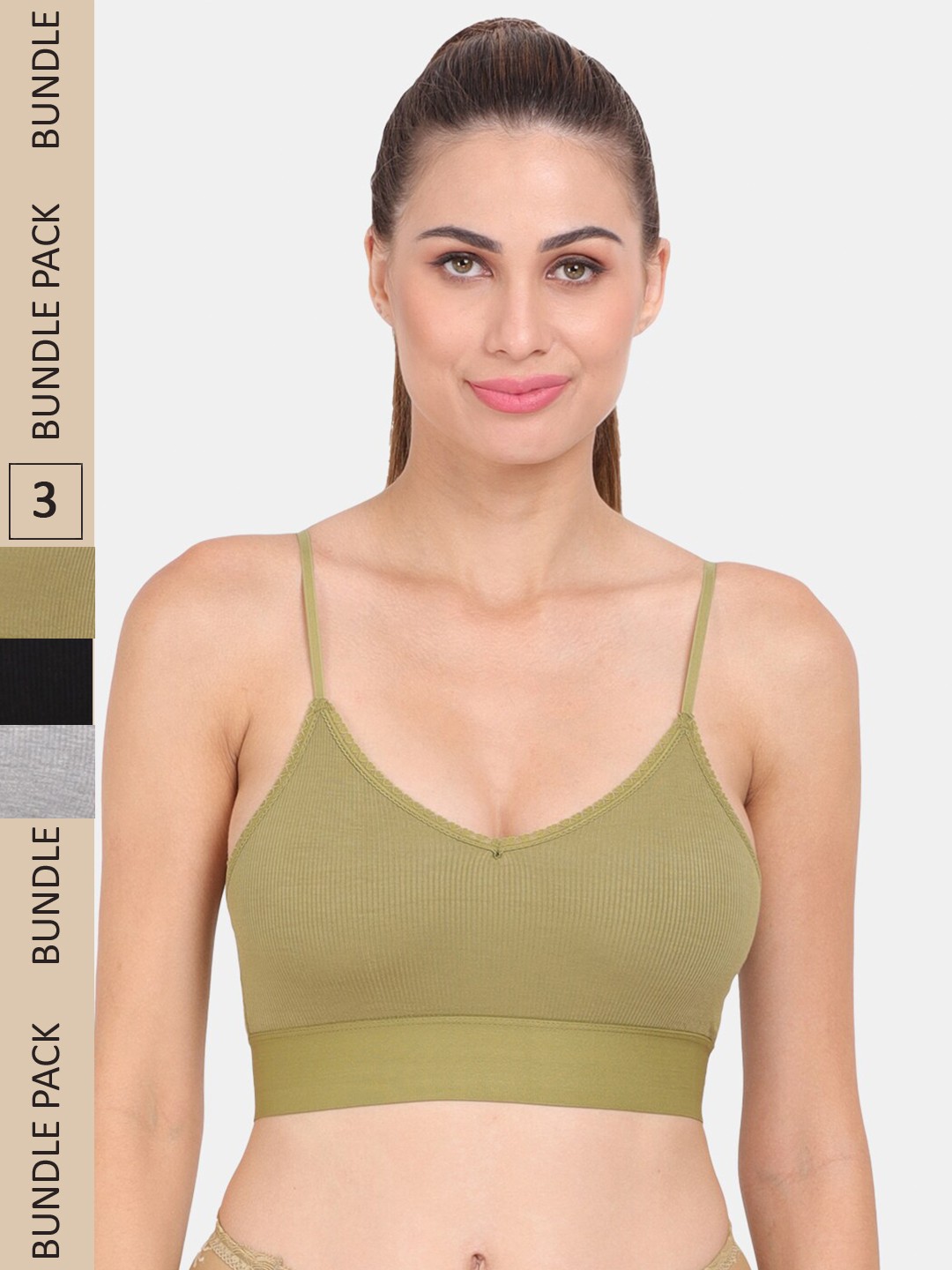 

Amour Secret Pack of 3 Lightly Padded Anti Odour Sports Bra, Black