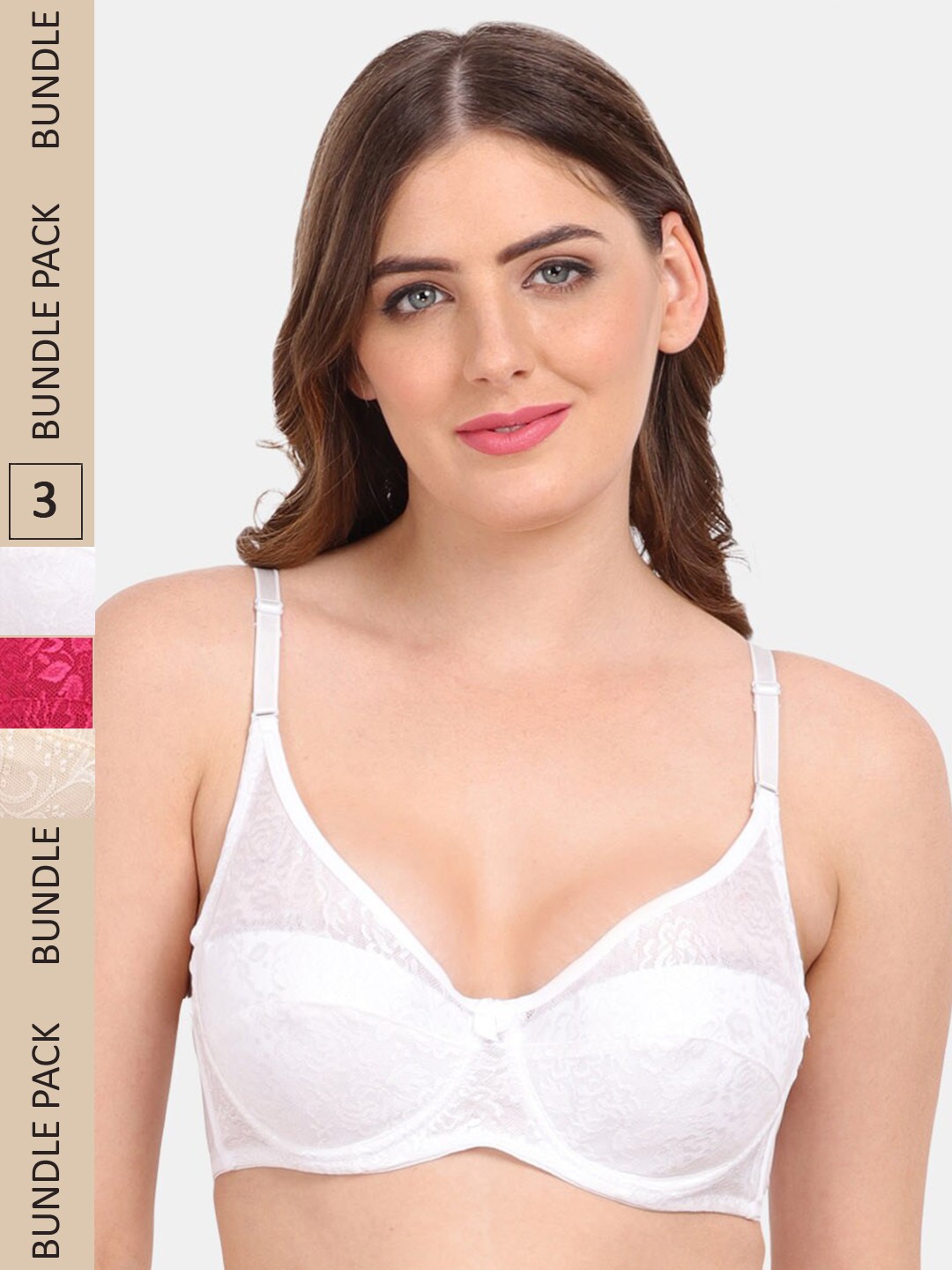 

Amour Secret Pack of 3 Non-Padded Underwired Push-up Bra, Maroon