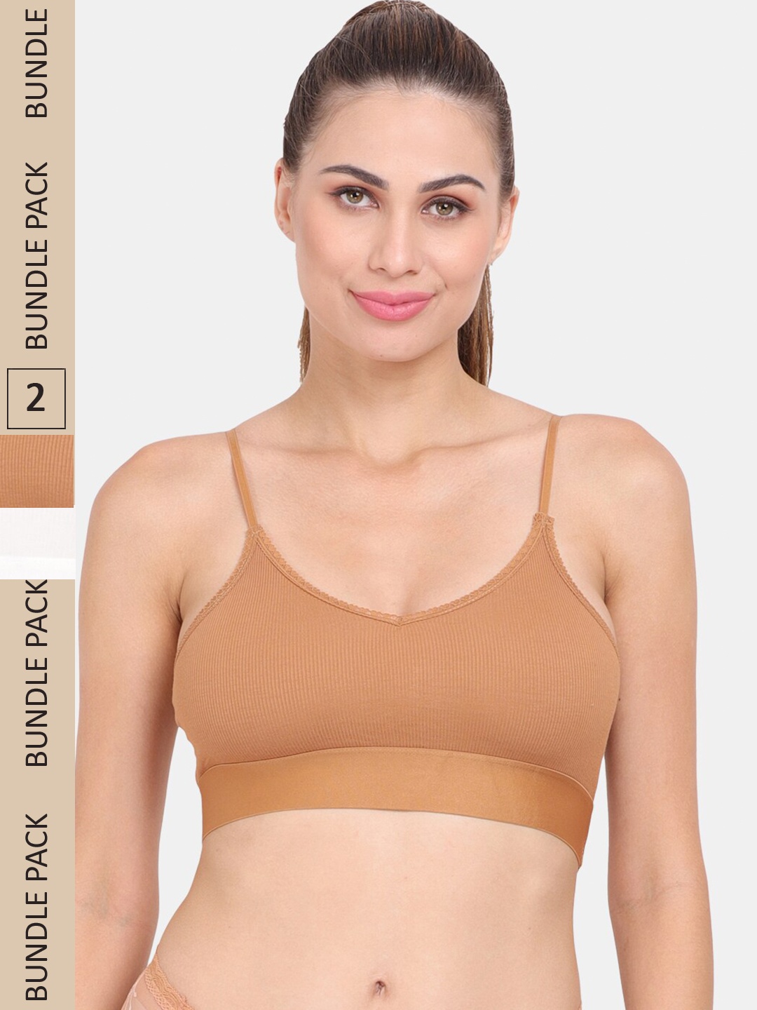 

Amour Secret Pack of 2 Lightly Padded Anti-Odour Sports Bra, Brown