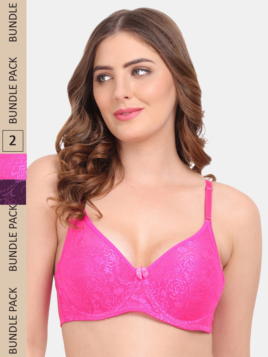 

Amour Secret Floral Underwired Pushup Bra, Pink