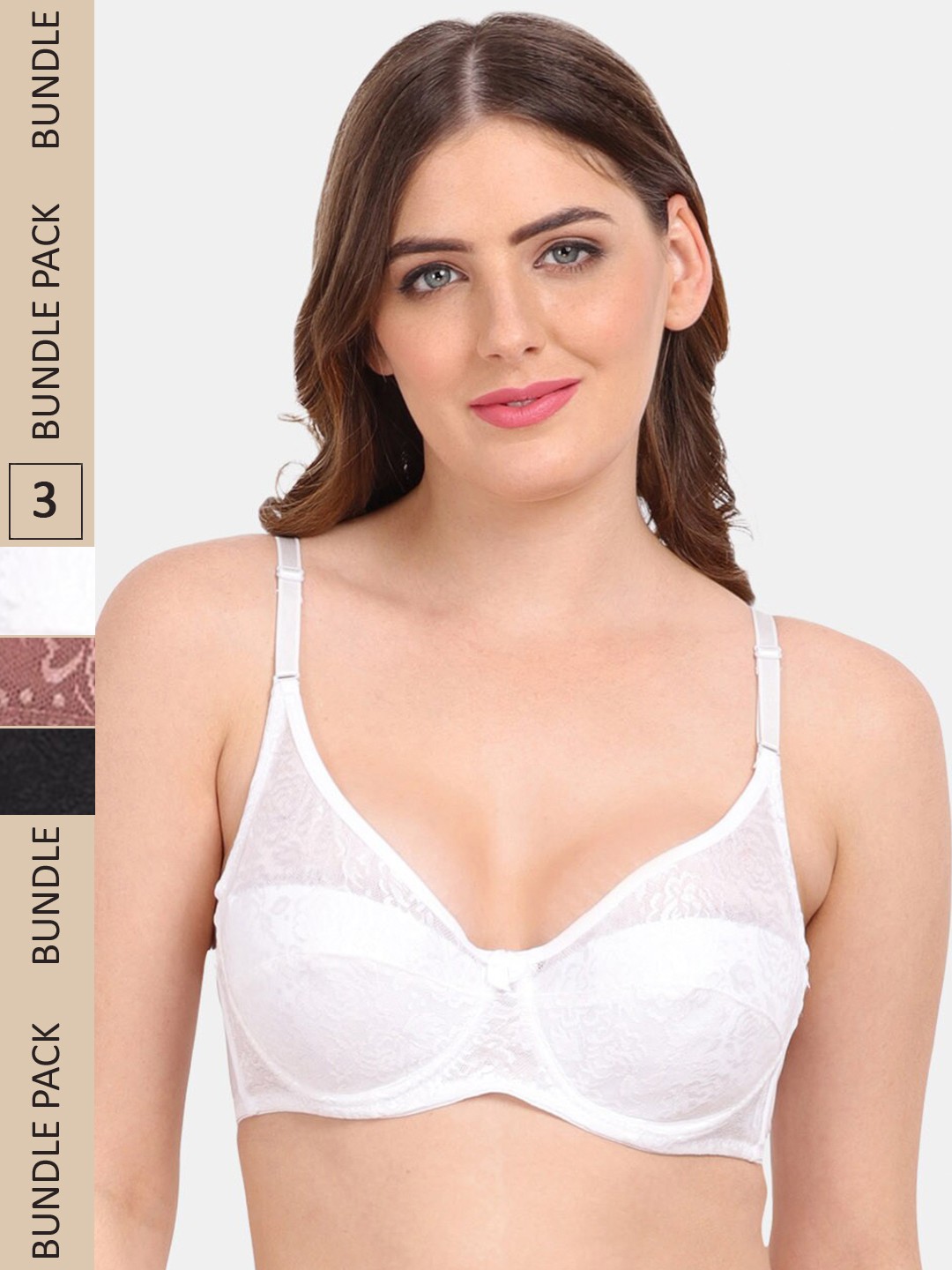 

Amour Secret Pack of 3 Non Padded Underwired Push-Up Bra, Black