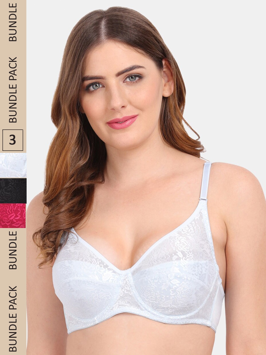 

Amour Secret Pack of 3 Underwired Push-Up Bra, Black