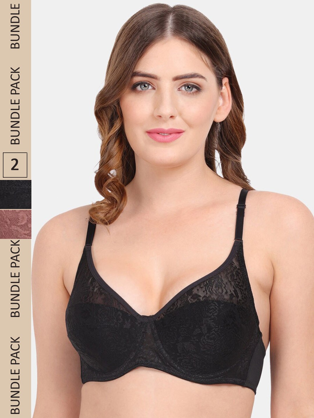 

Amour Secret Pack of 2 Underwired Non-Padded Bra, Black