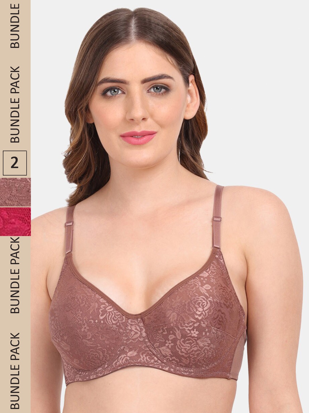 

Amour Secret Pack of 2 Non-Padded Underwired Bra, Brown