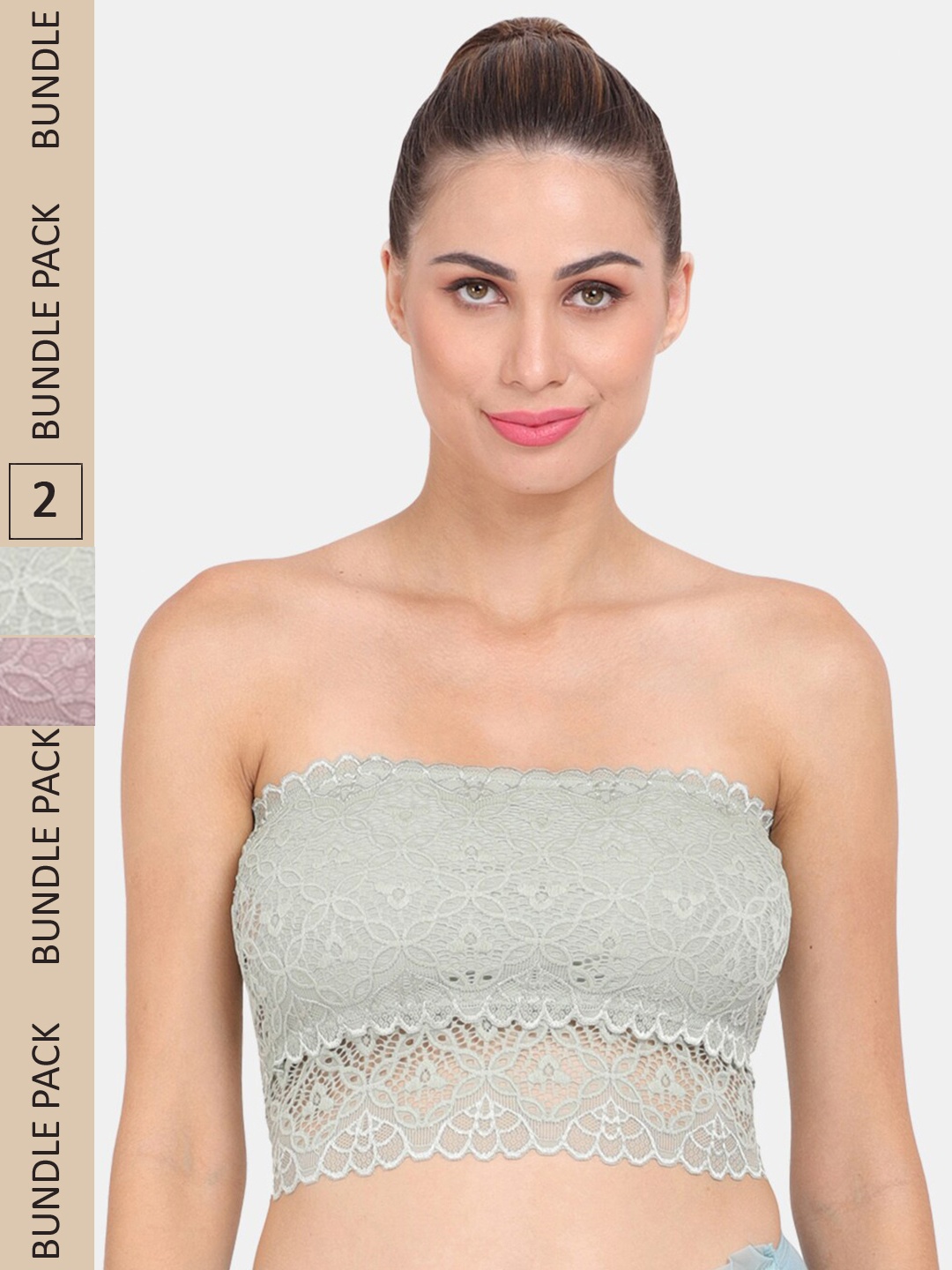 

Amour Secret Pack of 2 Floral Lightly Padded Bandeau Bra, Multi