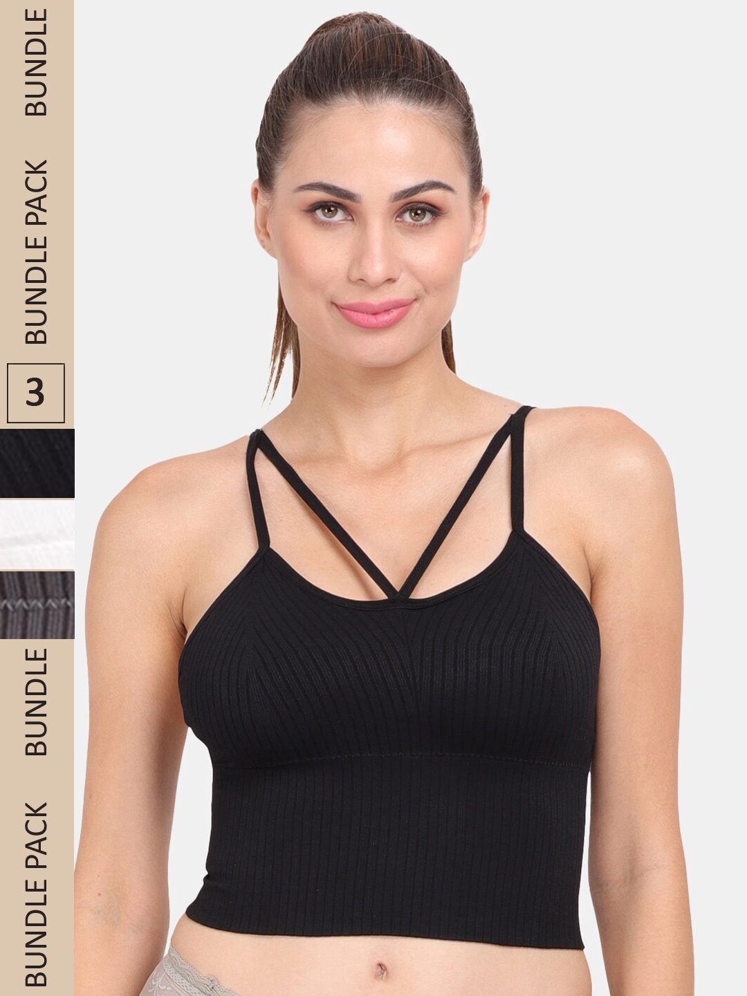 

Amour Secret Pack Of 3 Lightly Padded Anti Odour Sports Bra, Black