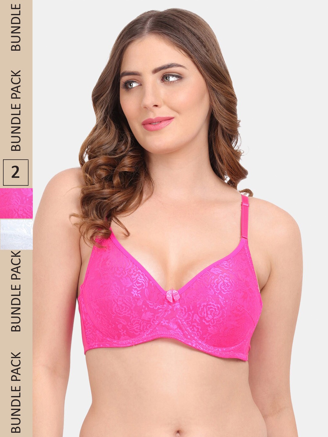 

Amour Secret Pack of 2 Non-Padded Underwired Push-Up Bra, Pink