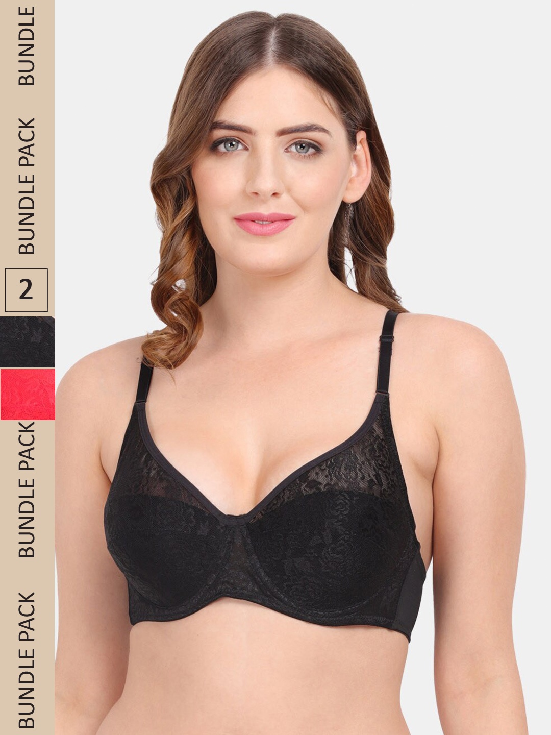 

Amour Secret Pack of 2 Lightly Padded Bra, Red