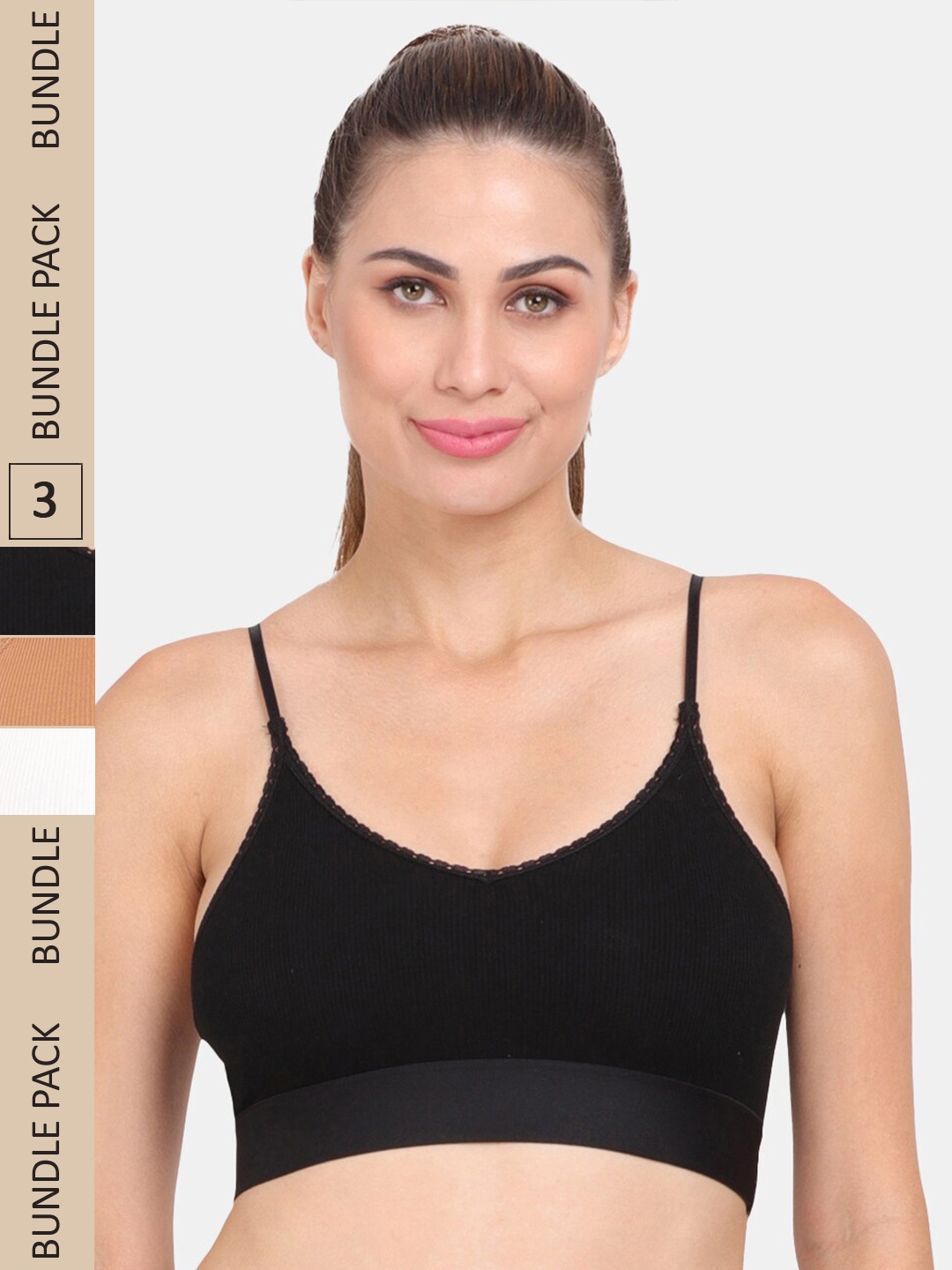 

Amour Secret Pack of 3 Lightly Padded Anti-Odour Sports Bra, Black