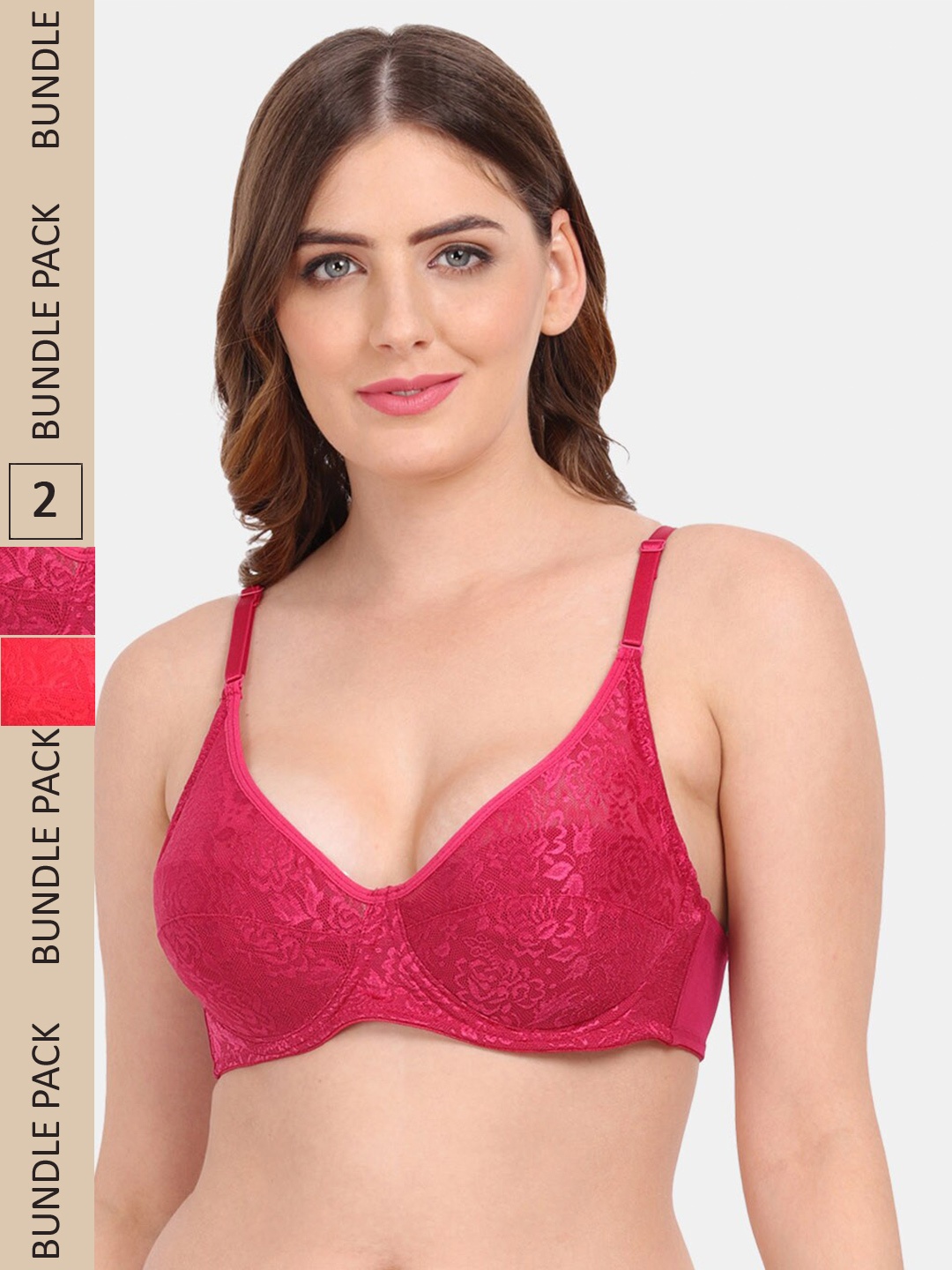 

Amour Secret Pack of 2 Non-Padded Underwired Bra, Maroon