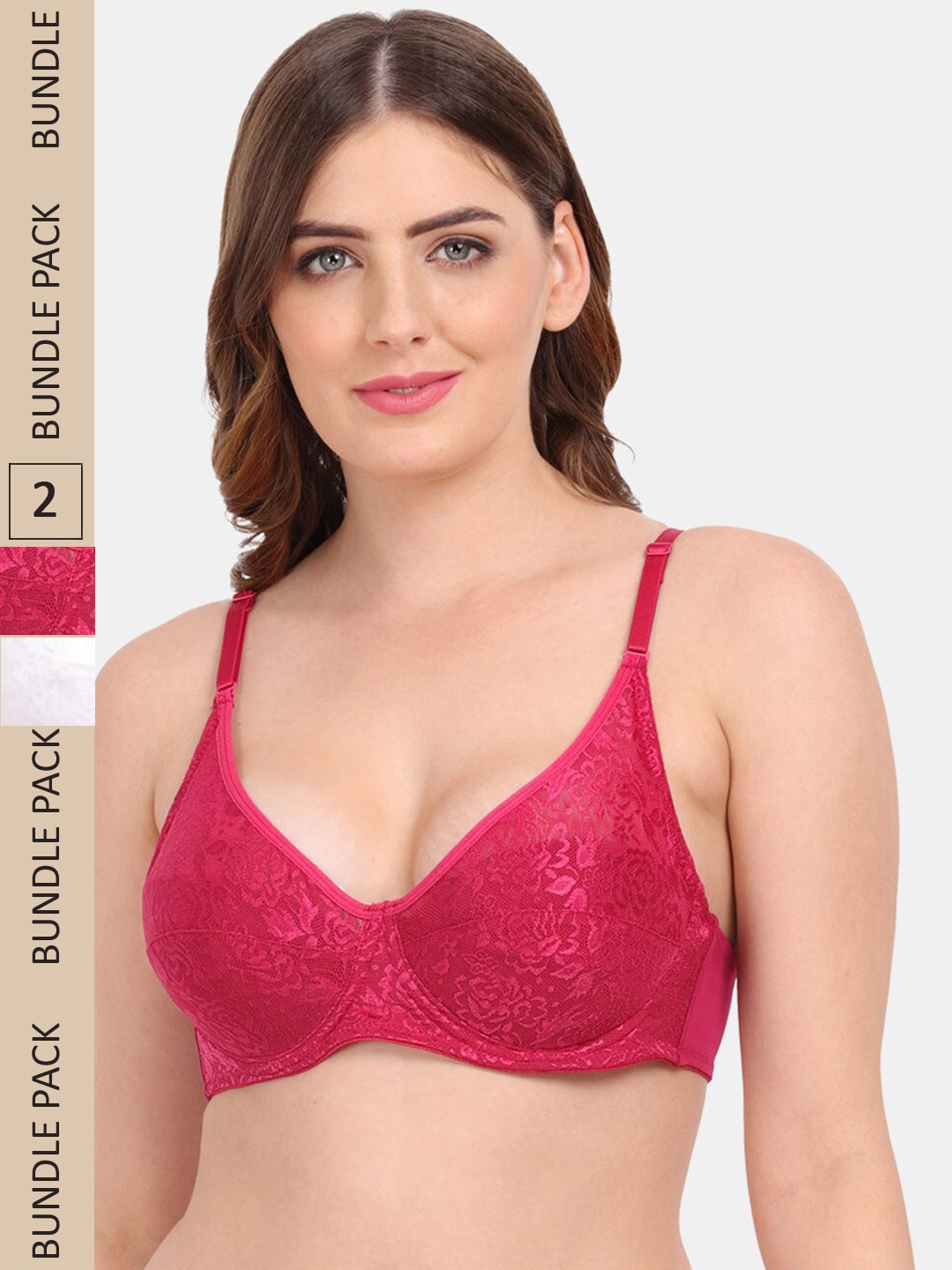 

Amour Secret Pack of 2 Non-Padded Underwired Push Up Bra, Maroon