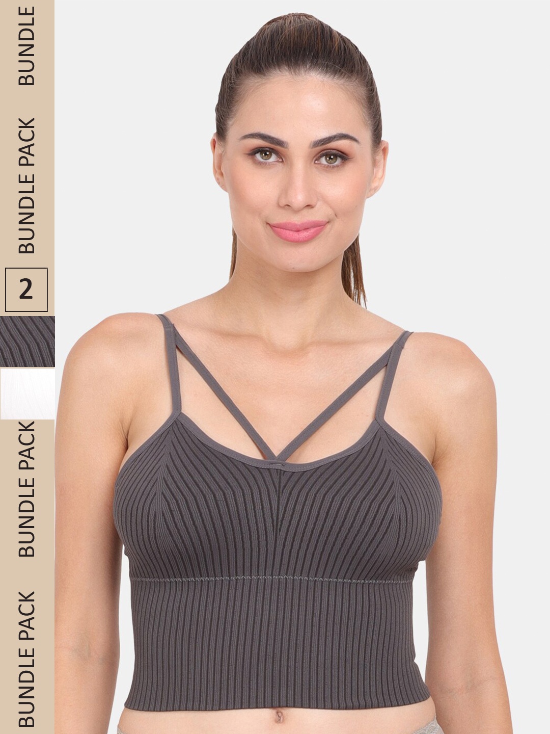 

Amour Secret Pack of 2 Lightly Padded Sports Bra, Grey