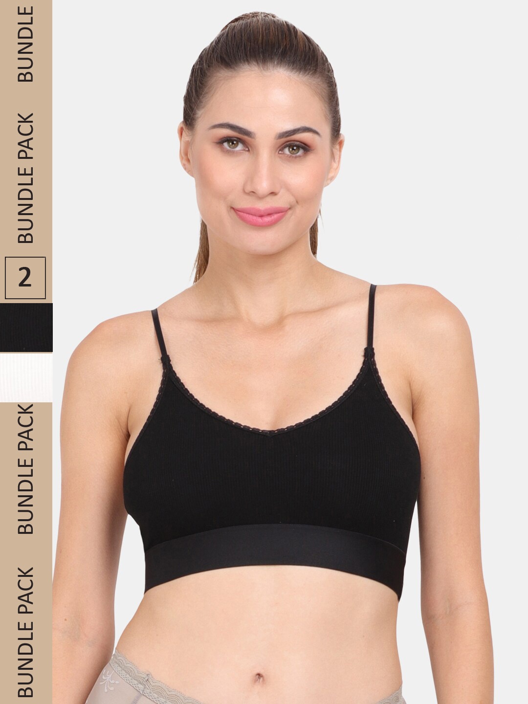 

Amour Secret Pack Of 2 Lightly Padded Non Wired Anti-Odour Workout Sports Bra, Black