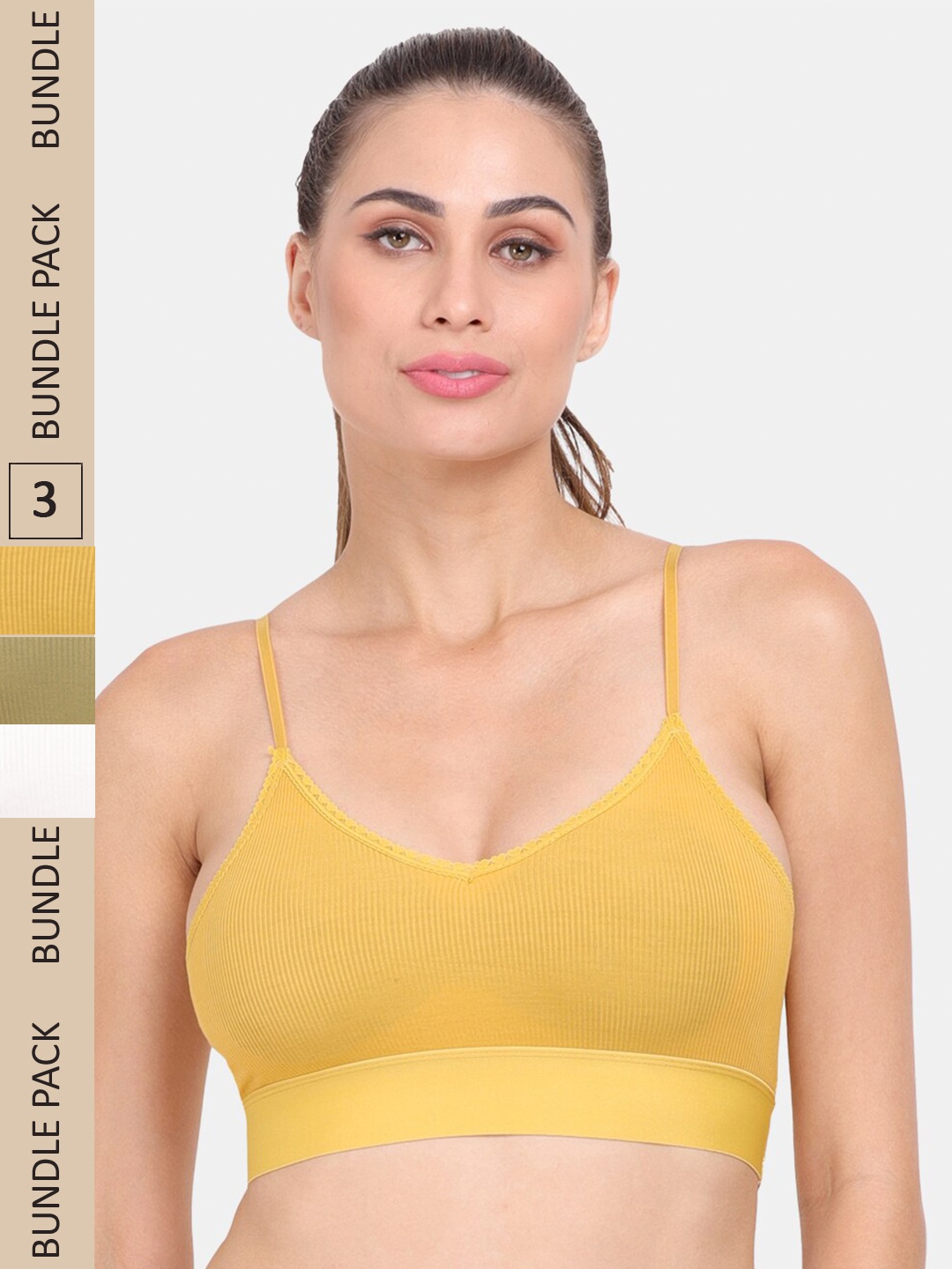 

Amour Secret Pack of 3 Lightly Padded Anti-Odour Sports Bra, Green
