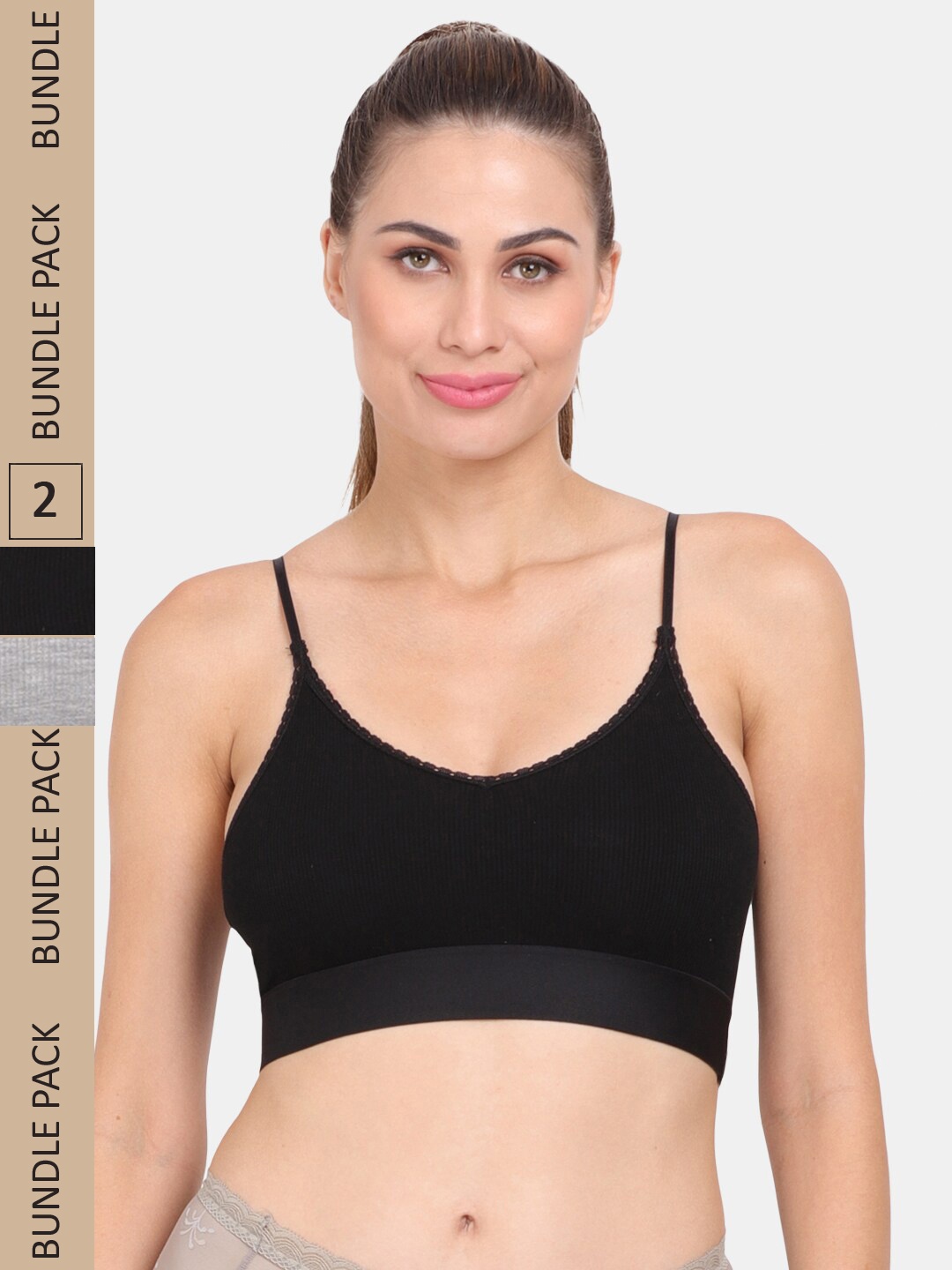 

Amour Secret Pack Of 2 Lightly Padded Non Wired Anti-Odour Sports Bra, Black