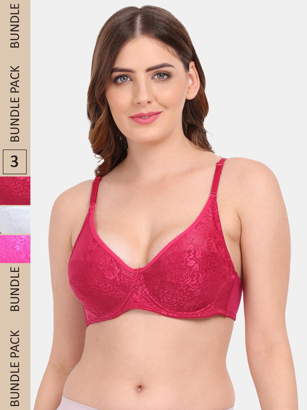 

Amour Secret Pack Of 3 Underwired Bra, Maroon