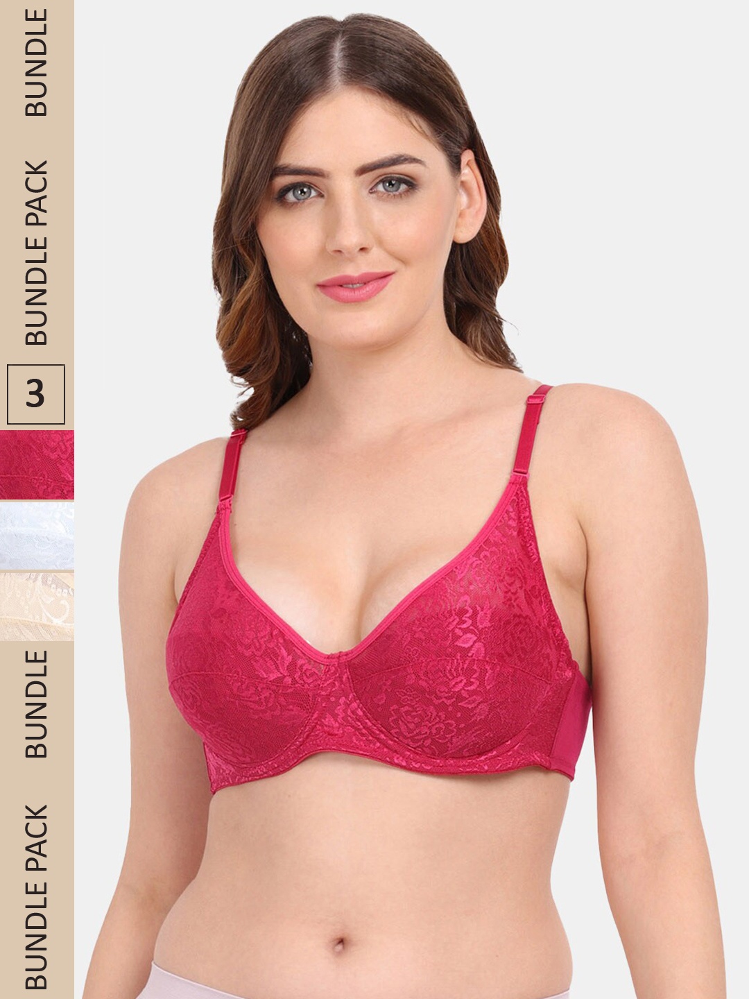 

Amour Secret Pack Of 3 Floral Underwired Bra, Blue