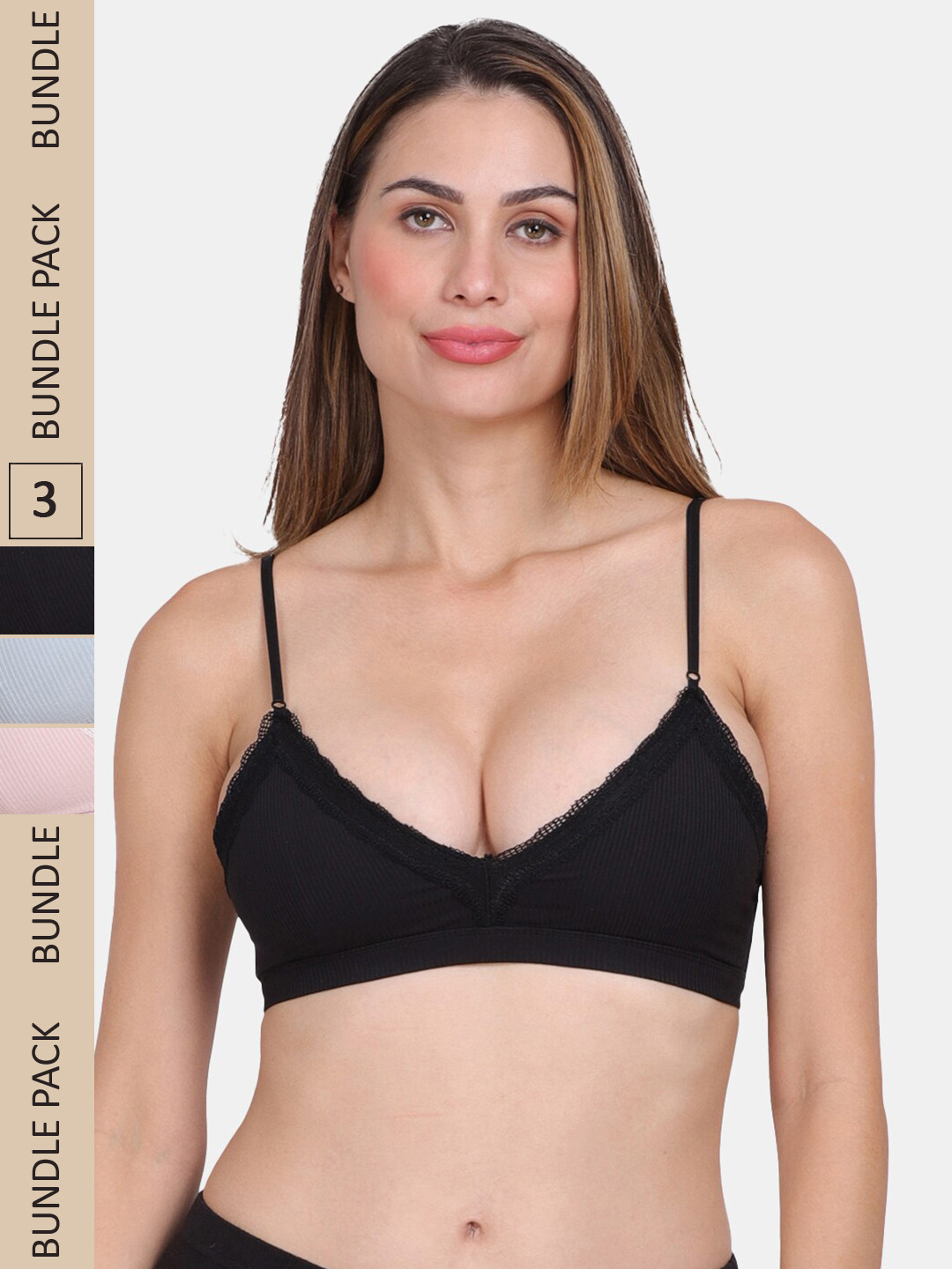 

Amour Secret Pack Of 3 Lightly Padded & Non-Wired Seamless T-shirt Bra, Black