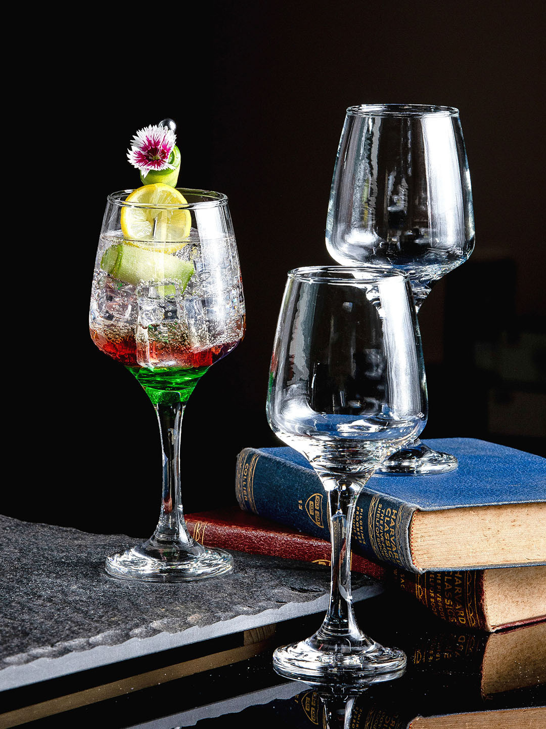 

Roxx Meridian Set Of 6 Transparent Dishwasher Safe Drinking Stem Glasses 290ml-Each