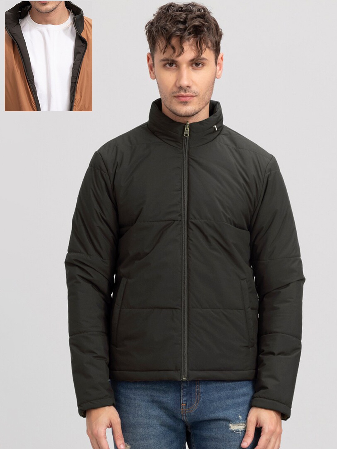 

Snitch Men Reversible Padded Jacket, Olive