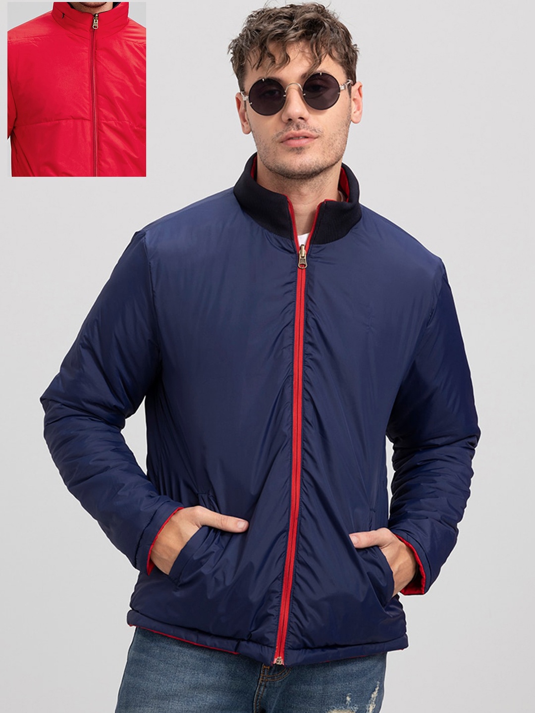 

Snitch Men Reversible Puffer Jacket, Navy blue