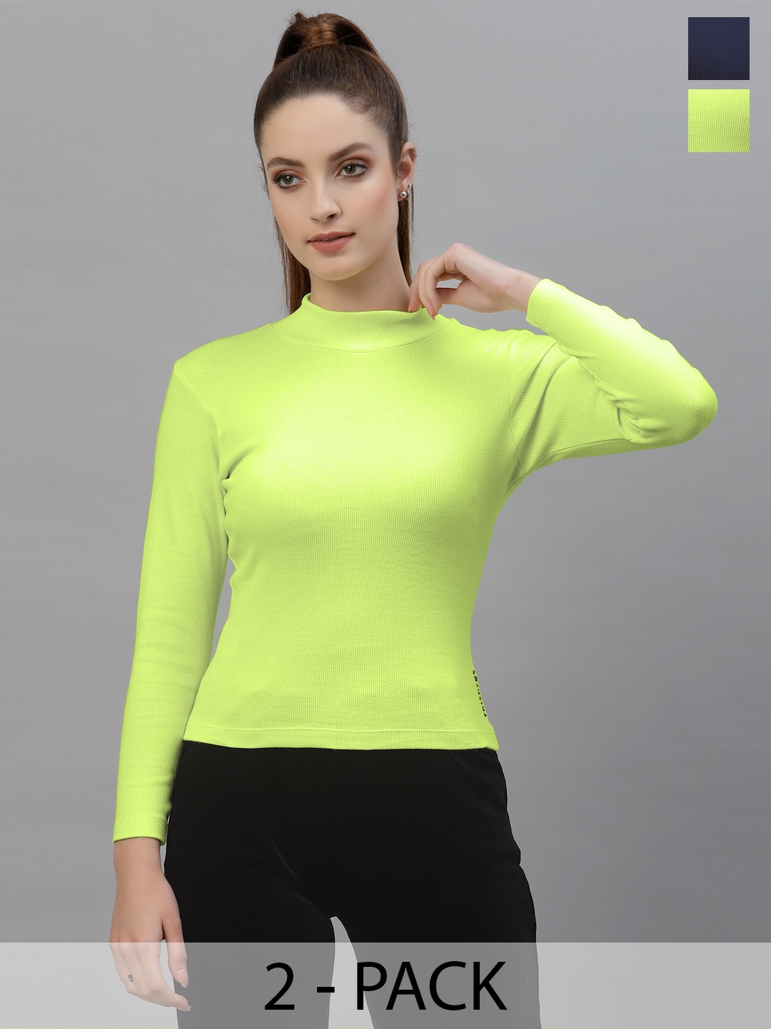 

Friskers Women Pack Of 2 Round Neck Tops, Green