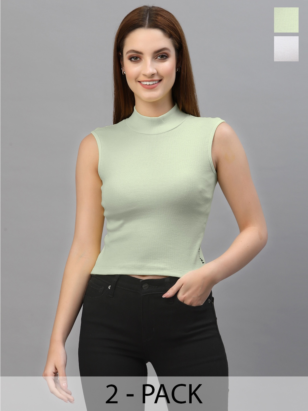 

Friskers Women Pack Of 2 Fitted Tops, White