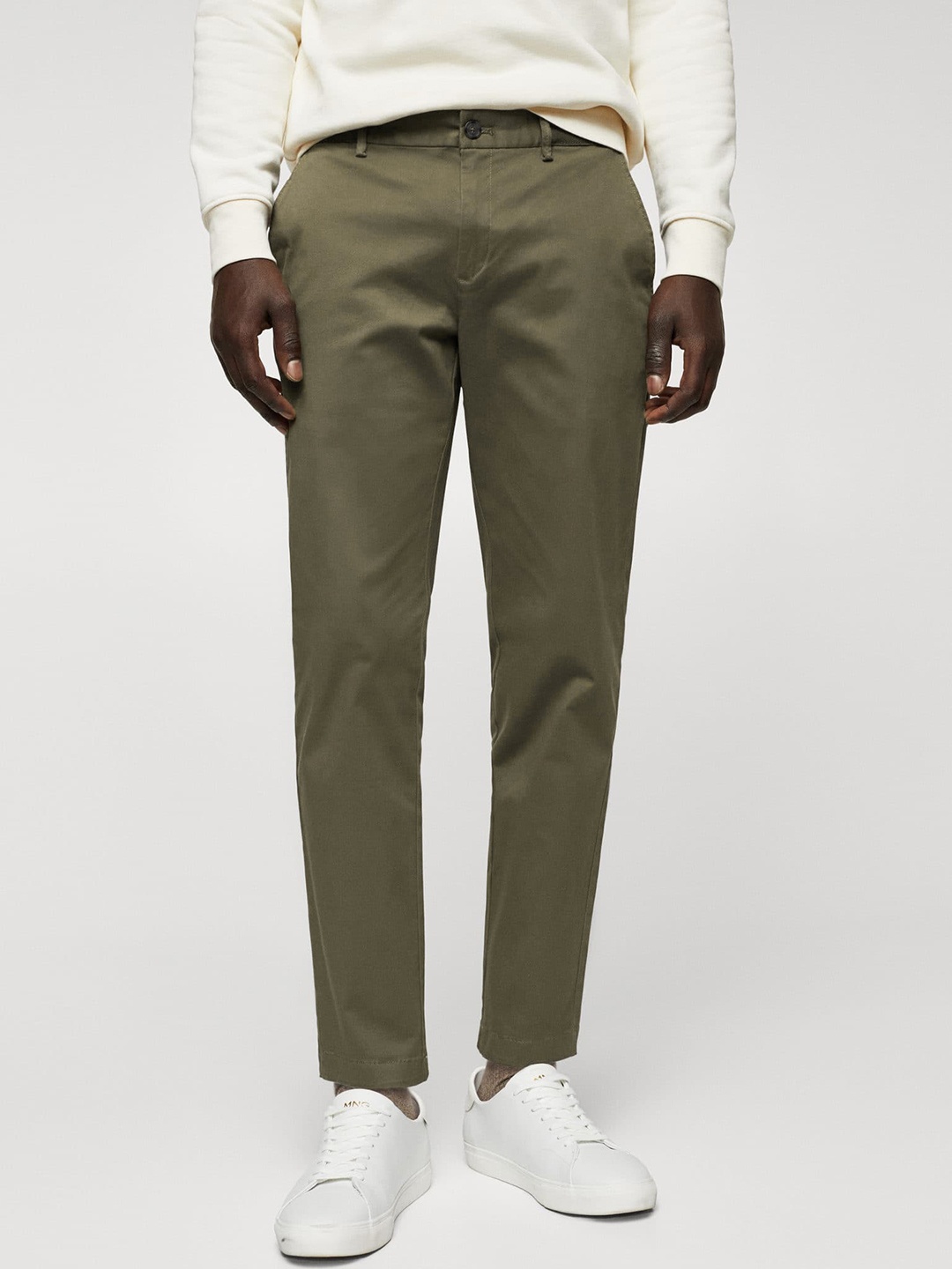 

MANGO MAN Tapered Fit Sustainable Trousers, Olive