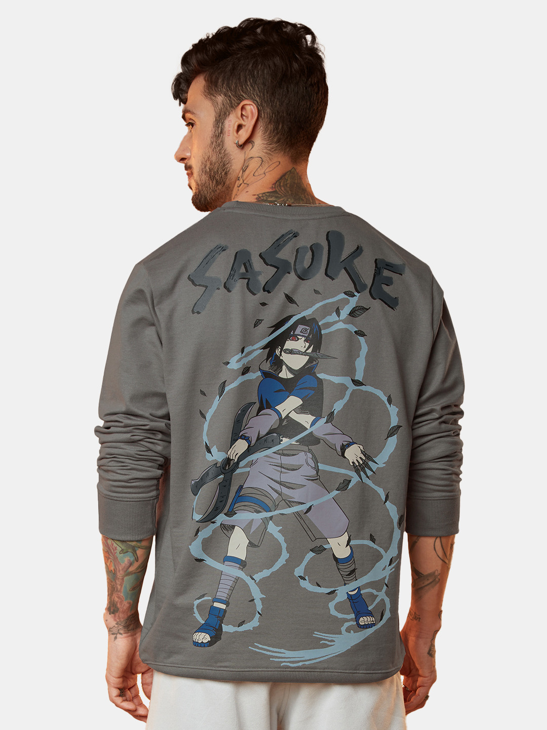 

The Souled Store Men Graphic Printed Hooded Pullover Sweatshirt, Grey