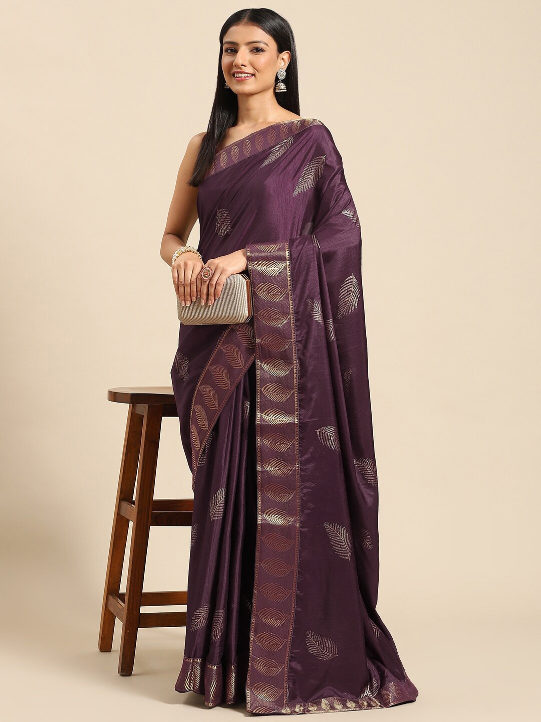 

Mitera Ethnic Motifs Zari Saree, Purple