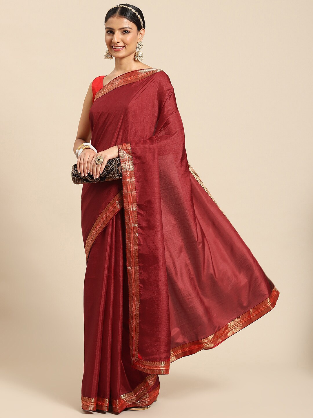 

Mitera Zari Saree, Maroon