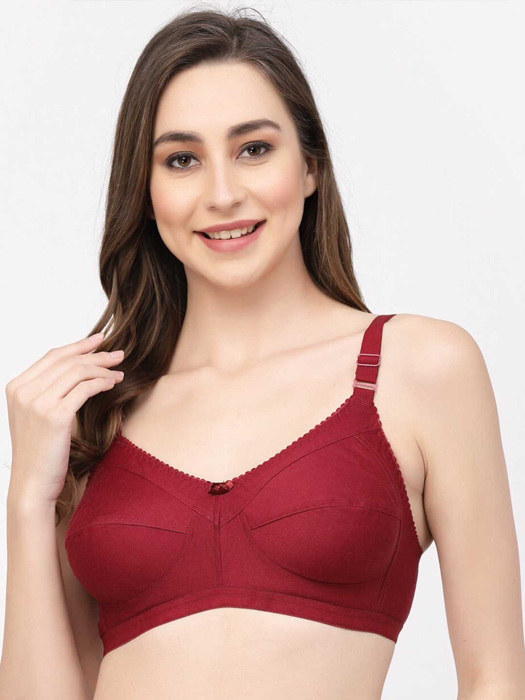 

CUKOO Cotton Non Wired Non Padded Bra, Maroon