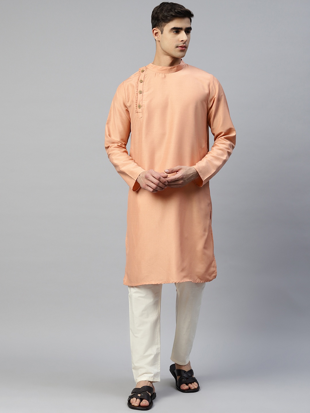 Readiprint Men Kurta With Pyjamas, Peach