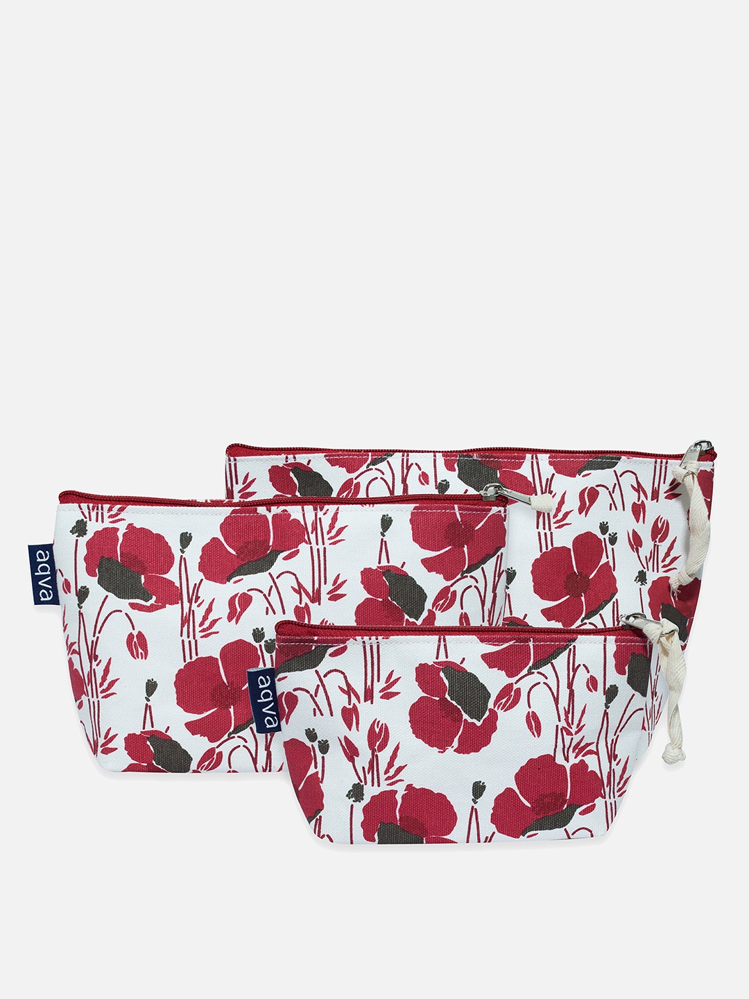 

AQVA Women Set Of 3 Printed Cotton Travel Bag, Maroon