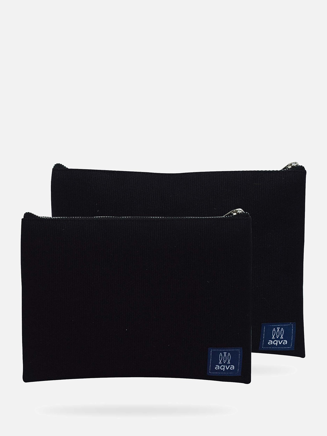 

AQVA Women Set Of 2 Cotton Travel Pouches, Black