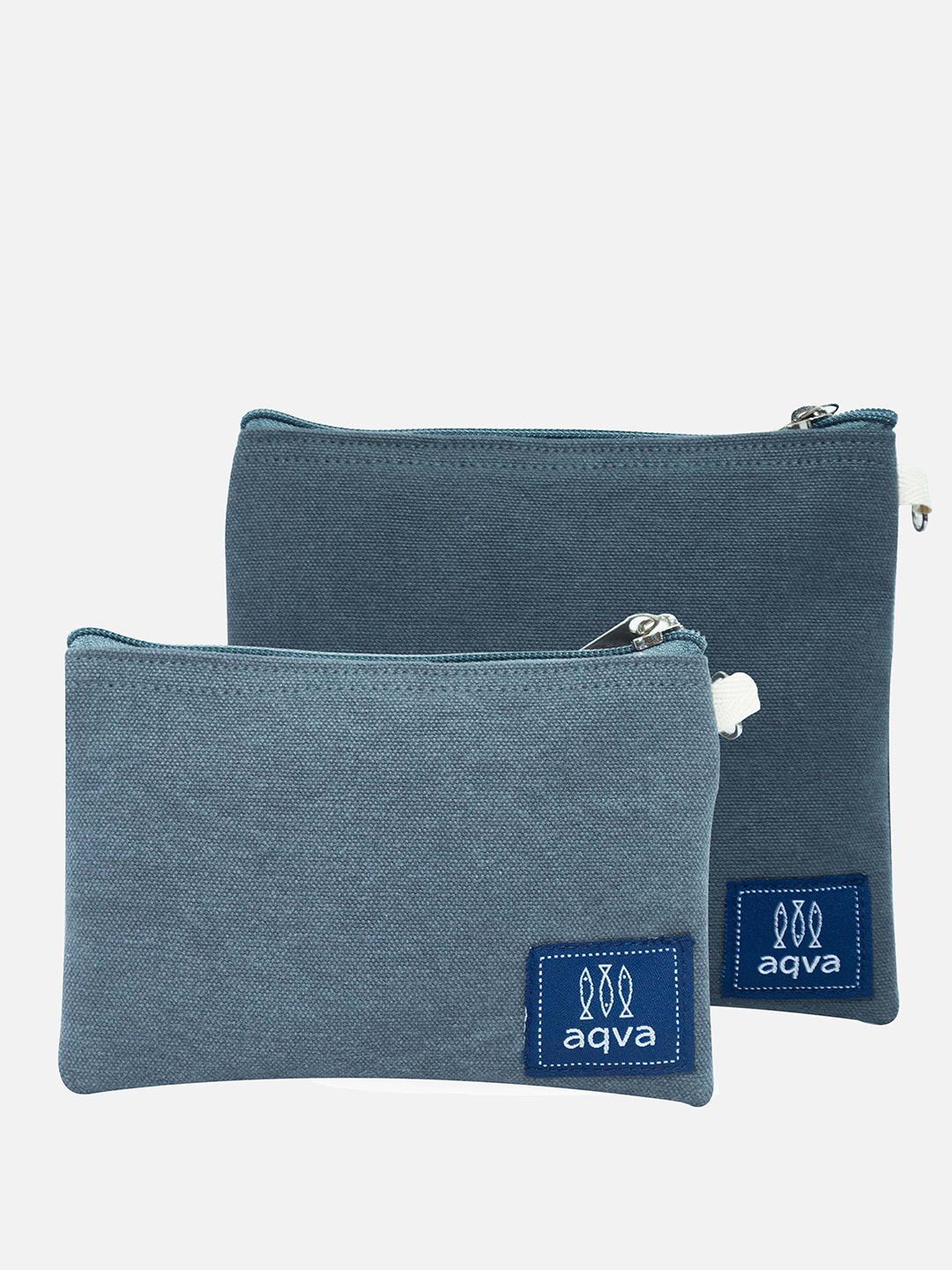 

AQVA Set Of 2 Dyed Eco Friendly Cotton Pouch, Blue