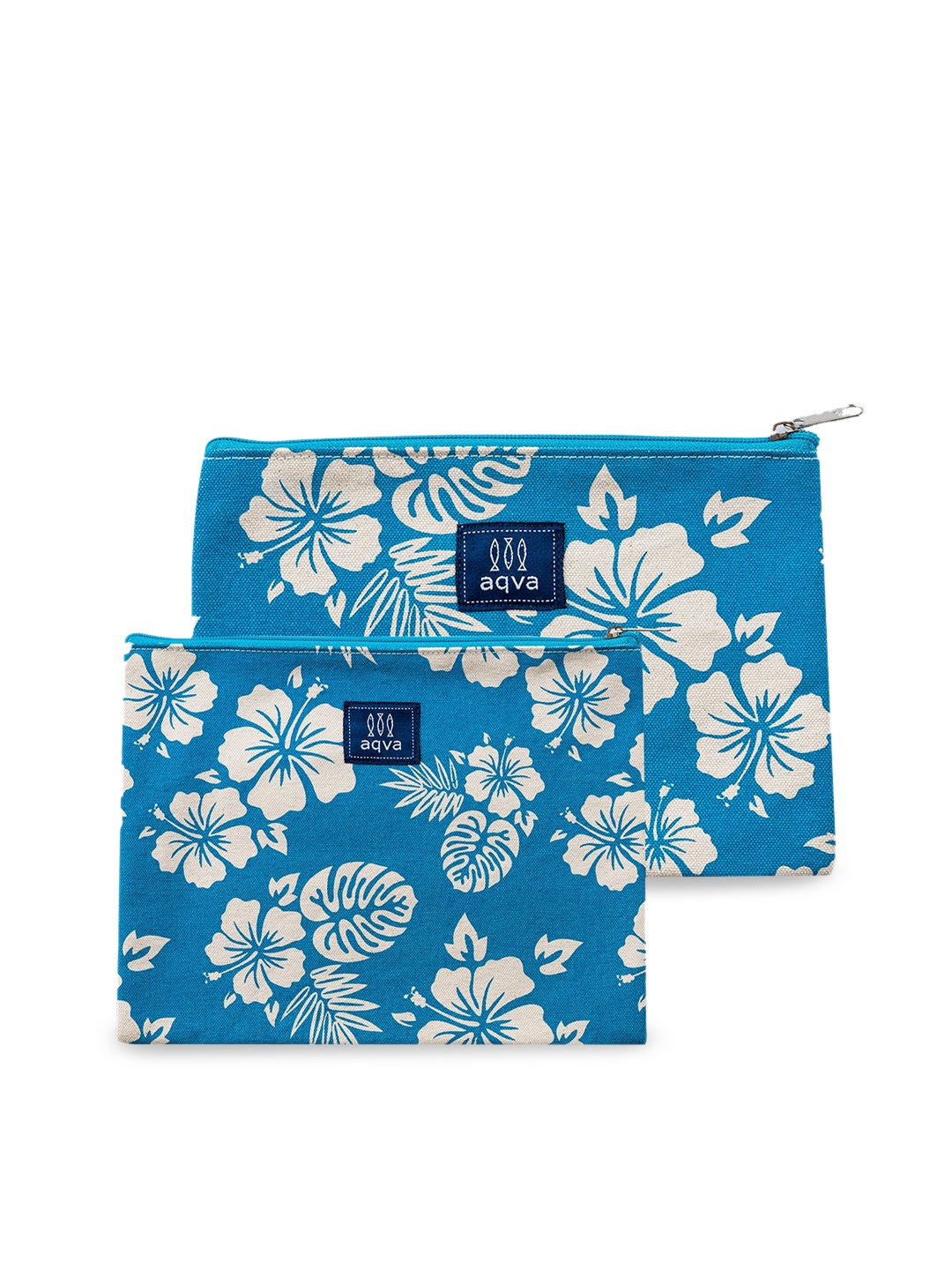 

AQVA Set Of 2 Printed Eco-Friendly Cosmetic Pouch, Turquoise blue