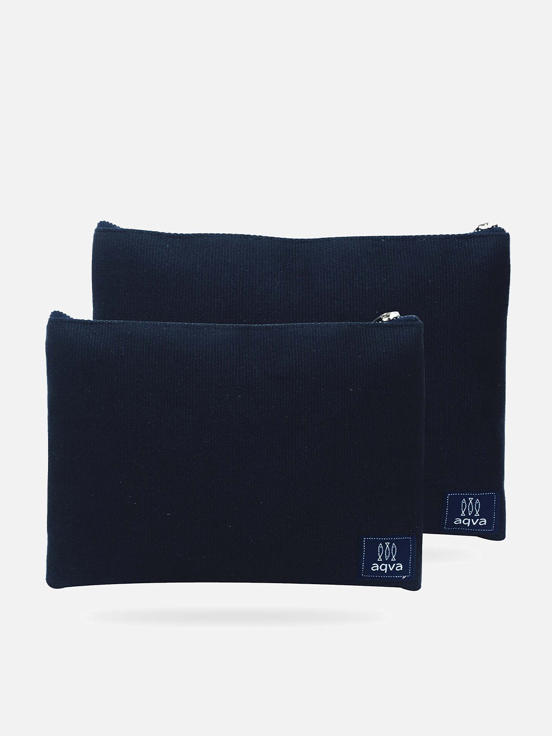 

AQVA Set Of 2 Cotton Travel Pouch, Navy blue
