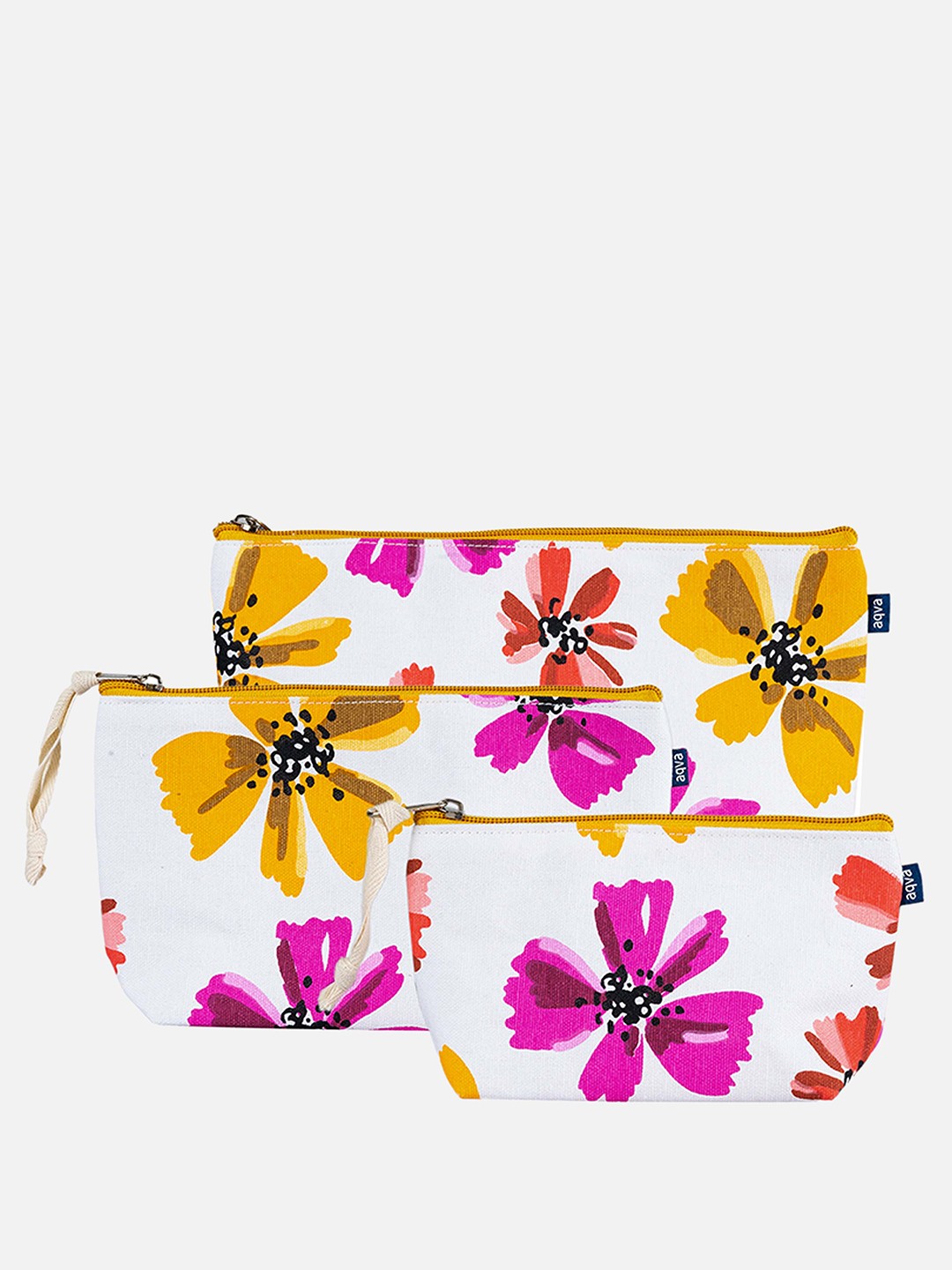 

AQVA Women Set Of 3 Printed Travel Pouch, White