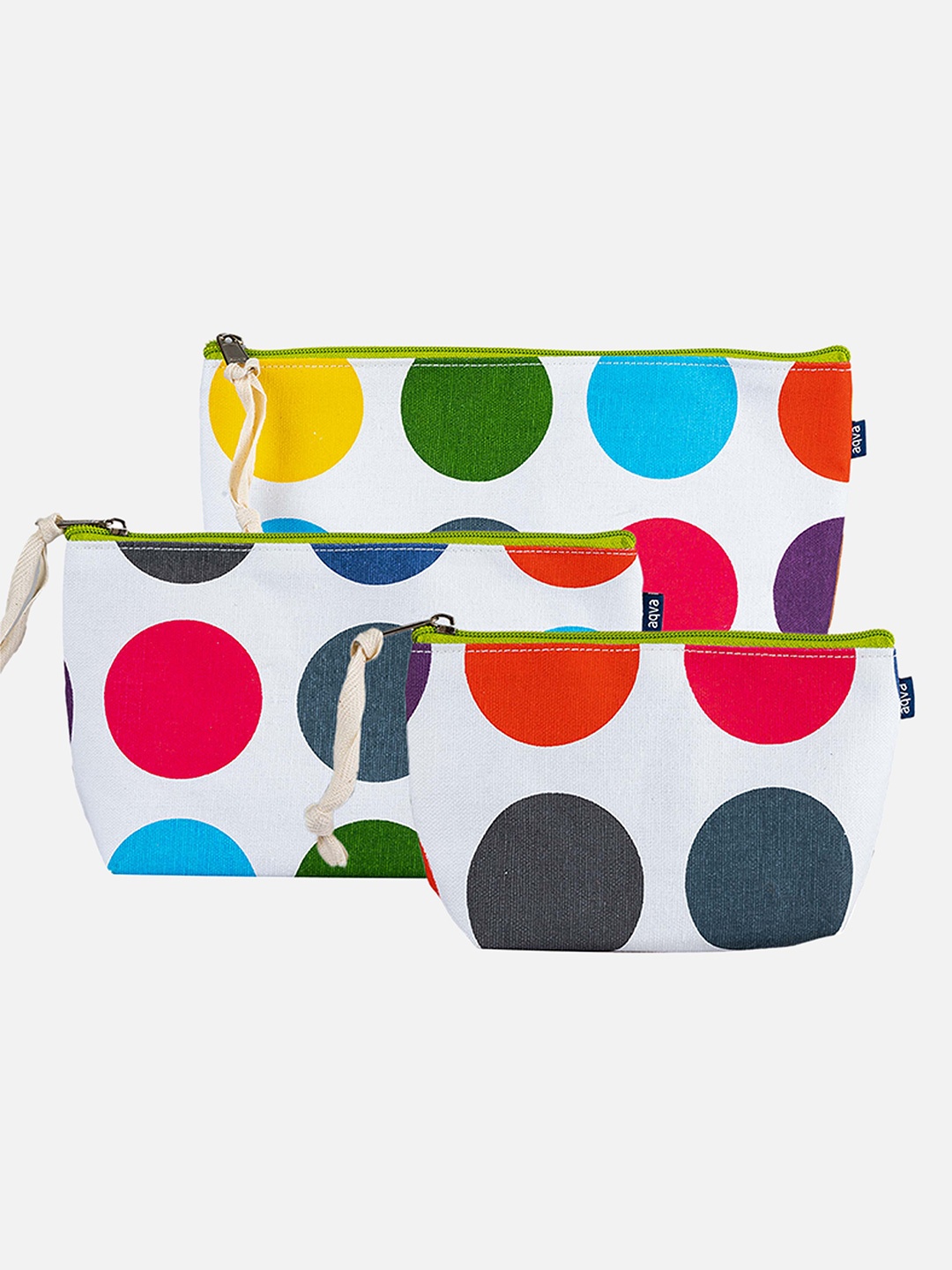 

AQVA Set Of 3 Printed Travel Pouch, White
