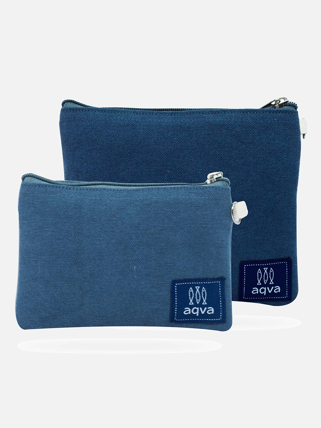 

AQVA Set Of 2 Dyed Eco-Friendly Cotton Pouch, Blue