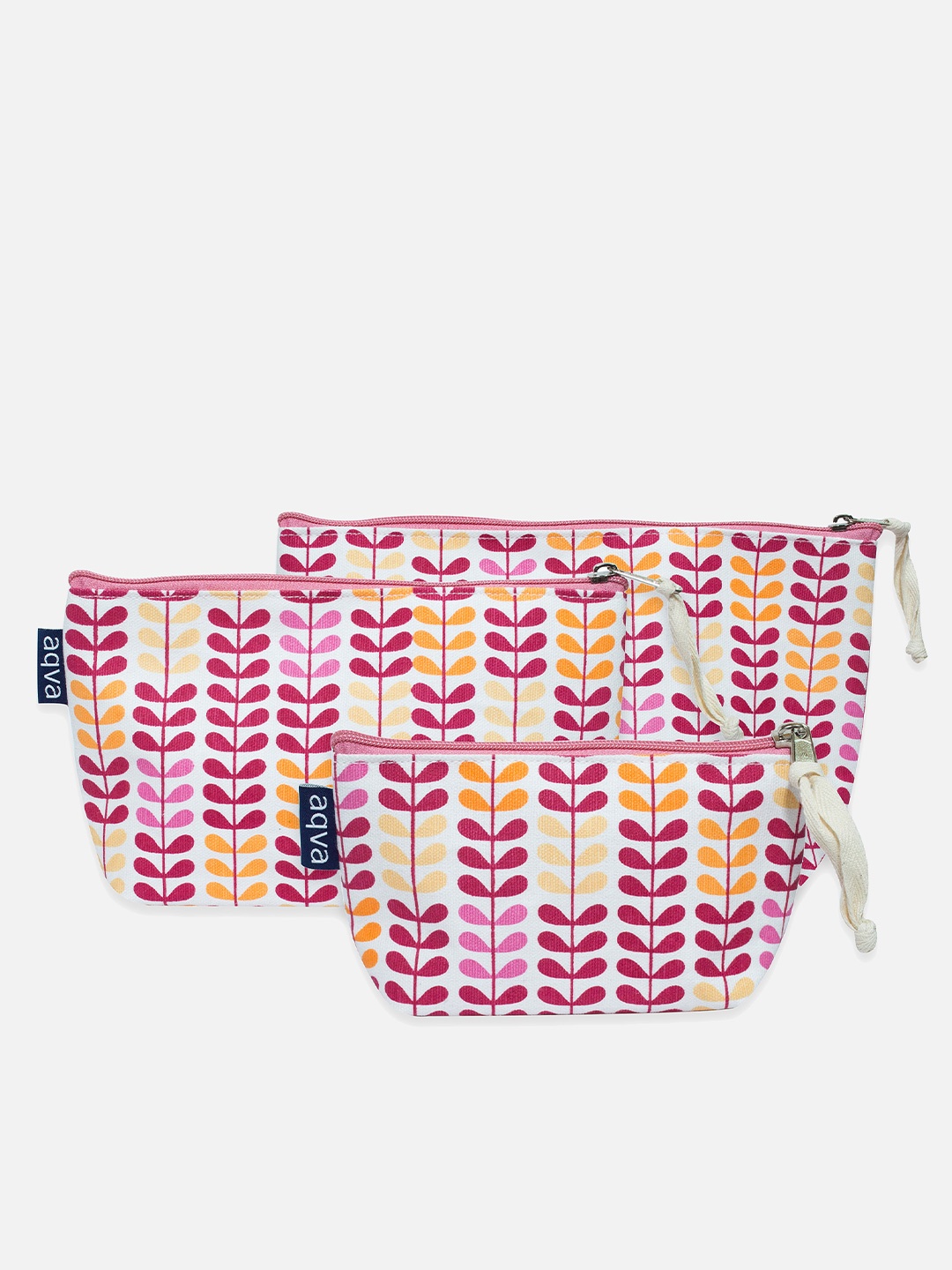 

AQVA Set Of 3 Printed Travel Pouch, Pink