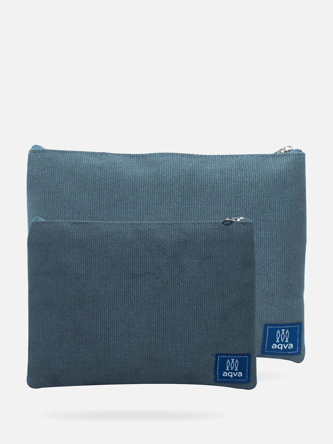 

AQVA Set Of 2 Eco Friendly Cotton Travel Pouch, Blue