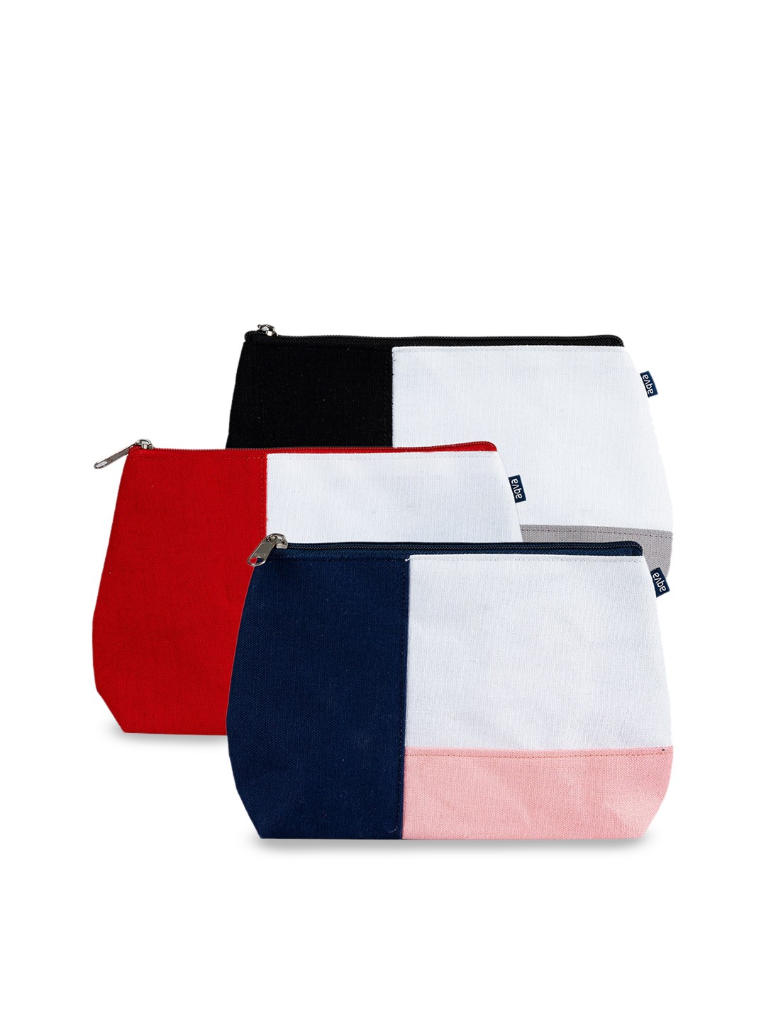 

AQVA Women Set Of 3 Colourblocked Travel Pouches, Navy blue